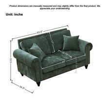 Load image into Gallery viewer, 2 Seater Sofa With Rolled Arms, Tufted Upholstered Couch