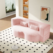 Load image into Gallery viewer, Modern Floor Sofa With 2 Pillows, Convertible Twin Size Folding Mattress For Living Room