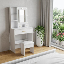 Load image into Gallery viewer, Mirrored Three Drawer Vanity Table Lights - White