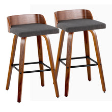 Load image into Gallery viewer, Maya - Mid Century Modern Fixed Height Barstool With Swivel And Square Footrest (Set of 2)