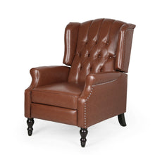 Load image into Gallery viewer, Upholstered Wingback Recliner With Nailhead Trim And Rolled Recessed Arms - Light Brown
