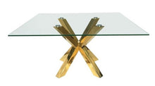 Load image into Gallery viewer, 60" Glass And Metal Cross Leg Base Square Dining Room Table - Clear