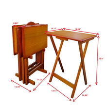 Load image into Gallery viewer, Folding Trays With Storage Rack Snack Table (Set of 4) - Honey