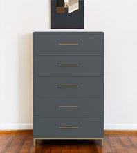 Load image into Gallery viewer, 33" Solid Wood Five Drawer Dresser - Dark Gray