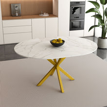 Load image into Gallery viewer, Round Dining Table With Extendable Blades, X Base