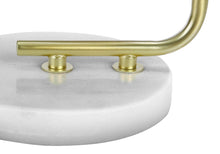 Load image into Gallery viewer, Marble Round Arched Table Lamp With Ivory Drum Shade - Gold And White