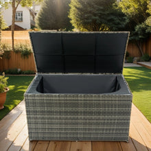 Load image into Gallery viewer, Outdoor Storage Box, Wicker Patio Deck Boxes With Lid, Outdoor Cushion Storage For Kids Toys, Pillows, Towel, Wicker
