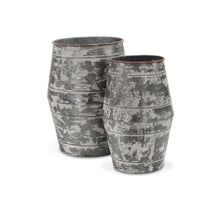 Load image into Gallery viewer, Galvanized Cylinder Floor Vases (Set of 2) - Gray