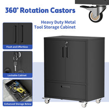 Load image into Gallery viewer, Mobile Tool Cart With Lockable Casters, Heavy-Duty Storage Organizer - Black