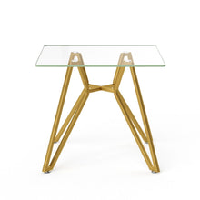 Load image into Gallery viewer, Glass Square Trestle Coffee Table - White / Gold
