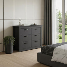 Load image into Gallery viewer, Wood Six Drawer Double Dresser For Bedroom - Black