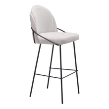 Load image into Gallery viewer, 30" Shearling And Steel Bar Height Bar Chairs (Set of 2) - Ivory / Black