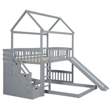 Load image into Gallery viewer, House Bunk Bed With Slide