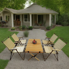 Load image into Gallery viewer, 5 Pieces Dining Set, Multi-Function Foldable And Portable, 1 Dining Table & 4 Folding Chairs, Indoor And Outdoor Universal For Children - Natural