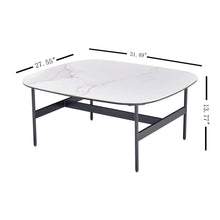 Load image into Gallery viewer, Modern Rectangular Rock Plate Coffee Table Open Space Design Golden Metal Frame Minimalist Living Room Center Table For Lounge Office - Black White