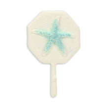 Load image into Gallery viewer, 4" Cast Iron Starfish Wall Hook - Aqua / Cream