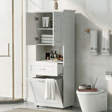 Load image into Gallery viewer, Tall Bathroom Cabinet With Tilt-Out Laundry Basket And Upper Storage