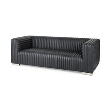 Load image into Gallery viewer, 83" Leather Sofa With Silver Legs - Black