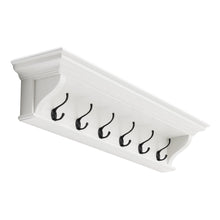Load image into Gallery viewer, Classic Wood Wide Six Hook Coat Rack - White