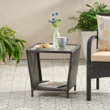 Load image into Gallery viewer, Trenton - Outdoor Side Table With Glass Top - Brown Rattan