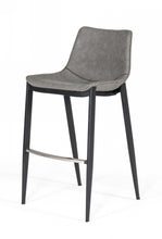 Load image into Gallery viewer, Faux Leather And Steel Bar Height Bar Chairs (Set of 2) - Gray / Black