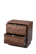 Load image into Gallery viewer, 26" Solid Wood Carved Abstract Two Drawer Nightstand - Brown