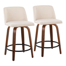 Load image into Gallery viewer, Toriano - Mid Century Modern, Fixed Height Counter Stool & Swivel And Round Footrest (Set of 2)