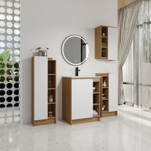 Load image into Gallery viewer, 4 Piece Bathroom Vanity Set With Sink, Vanity Combo With Storage Cabinets - Black / Light Oak / White
