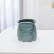 Load image into Gallery viewer, Striped Round Pot Planter (487474) - Green