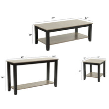 Load image into Gallery viewer, 3 Piece Table Set With Open Shelf Storage, Includes Coffee, End & Console Table - Black / Black / Gray / Gray