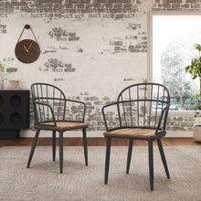 Load image into Gallery viewer, Industrial Inspired Indoor Dining Chair With Metal Legs And Birch (Set of 2) - Black / Natural
