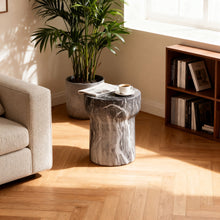 Load image into Gallery viewer, Round Geometric Outdoor End Table - Marble