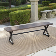 Load image into Gallery viewer, Modern Aluminum Outdoor Dining Bench With X Base
