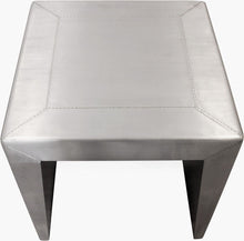 Load image into Gallery viewer, 24" Aluminum And Solid Wood Square Sled End Table - Silver