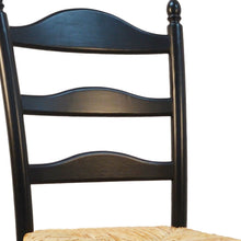 Load image into Gallery viewer, Straw And Wood Ladder Back Dining Side Chair - Black