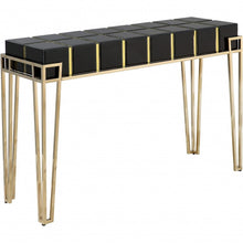 Load image into Gallery viewer, Mirrored Glass Console Table - Black And Gold