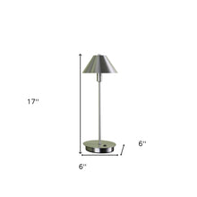 Load image into Gallery viewer, Metal Bedside Table Lamp With Silver Cone Shade - Silver