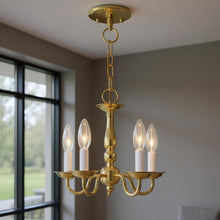 Load image into Gallery viewer, 11" Five Light Dimmable Chandelier With Shades - Brass