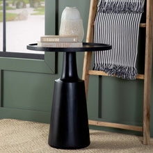 Load image into Gallery viewer, Stain Pedestal Accent Round Table With Lipped Top - Black