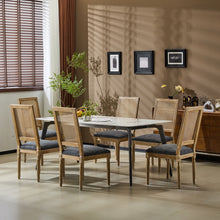 Load image into Gallery viewer, French Country Dining Chair With Rectangular Cane Backrest And Smooth Upholstered Seating
