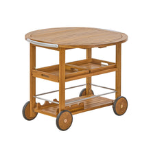 Load image into Gallery viewer, Outdoor Bar Cart With Foldable Tabletop & Removable Trays - Teak