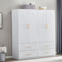 Load image into Gallery viewer, 74" Carved Geometric Four Door Four Drawer Combo Dresser - White