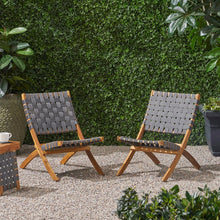 Load image into Gallery viewer, Solidago - Outdoor And Strapping Belt Folding Chairs, (Set of 2) - Black / Brown