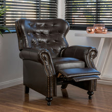 Load image into Gallery viewer, Contemporary Style Push Back Recliner With Button Tufted Stitching And Nailhead Trim