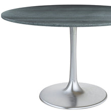 Load image into Gallery viewer, 48" Marble And Aluminum Pedestal Base Round Top Dining Room Table - Silver