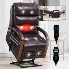 Load image into Gallery viewer, Power Lift Recliner Chair Dual Motor Infinite Position With Heat Massage And Heavy Duty Motion Mechanism - Brown