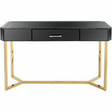 Load image into Gallery viewer, Mirrored Glass Frame Console Table And Drawers - Black And Gold