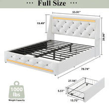 Load image into Gallery viewer, Wingback Upholstered Bed Frame With LED Lights, Charging Station
