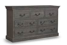 Load image into Gallery viewer, Distressed Solid And Reclaimed Wood Seven Drawer Double Dresser - Gray