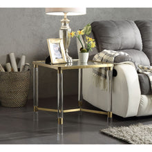 Load image into Gallery viewer, Penstemon - End Table - Clear Acrylic, Gold Stainless Steel & Clear Glass